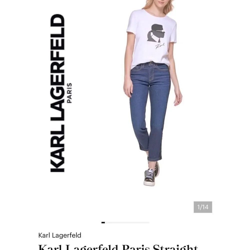 Karl Lagerfeld Paris Straight Leg Light Wash Denim Jeans